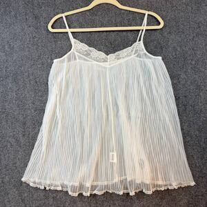 Vintage White Sheer Pleated Slip Lace Trim WARD Made in Japan M L